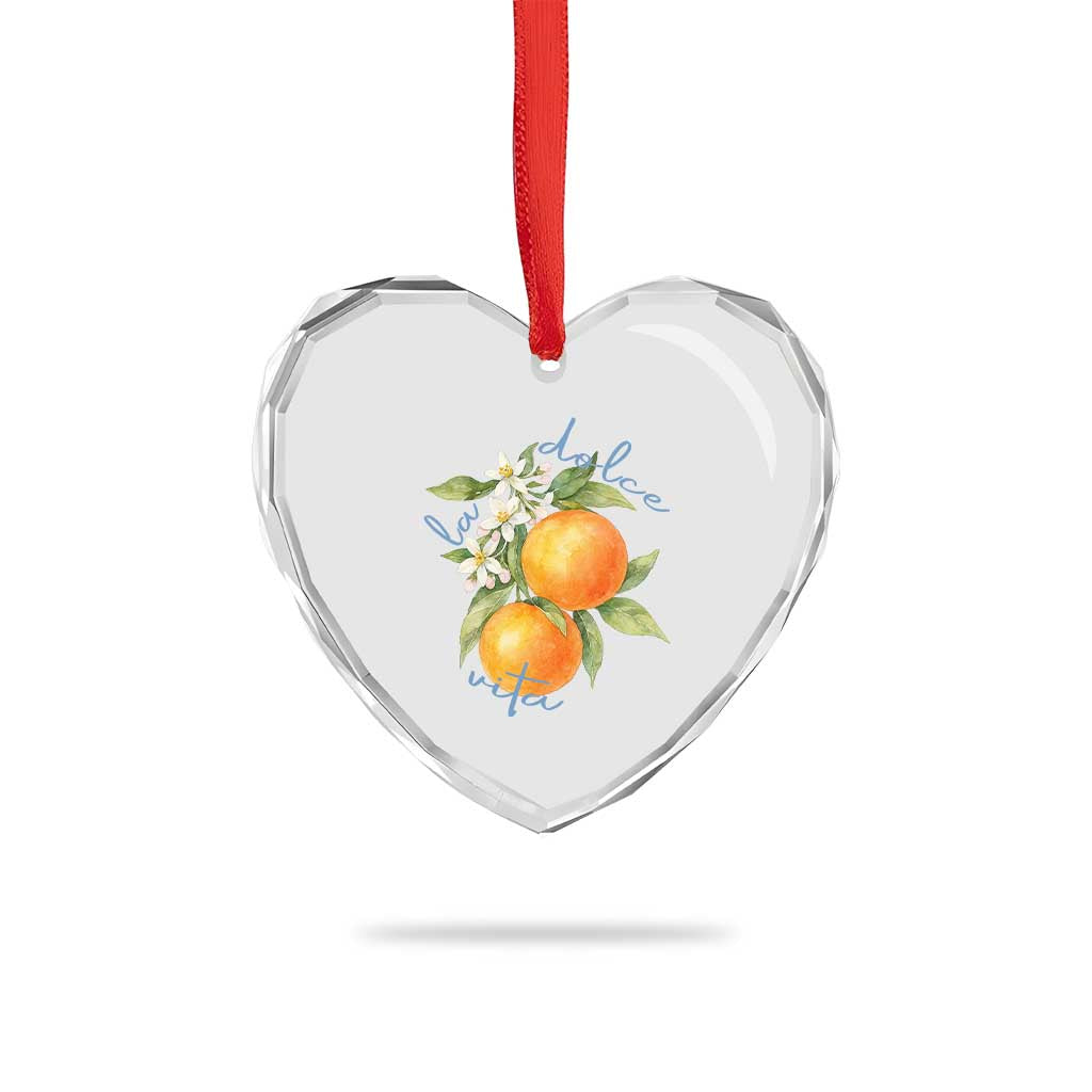 La Dolce Vita Oranges Heart Crystal Glass Ornament Romantic Italian Citrus Blossom Mediterranean Charm TS02 Print Your Wear