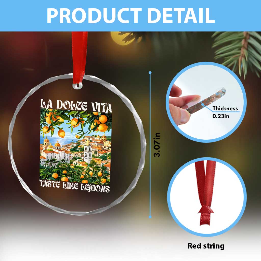 La Dolce Vita Taste Like Lemons Crystal Glass Ornament Retro Italian Village Citrus Summer Wanderlusters TS02 Print Your Wear
