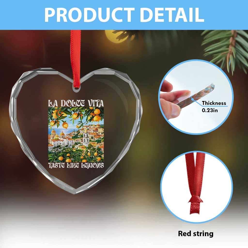 La Dolce Vita Taste Like Lemons Heart Crystal Glass Ornament Retro Italian Village Citrus Summer Wanderlusters TS02 Print Your Wear