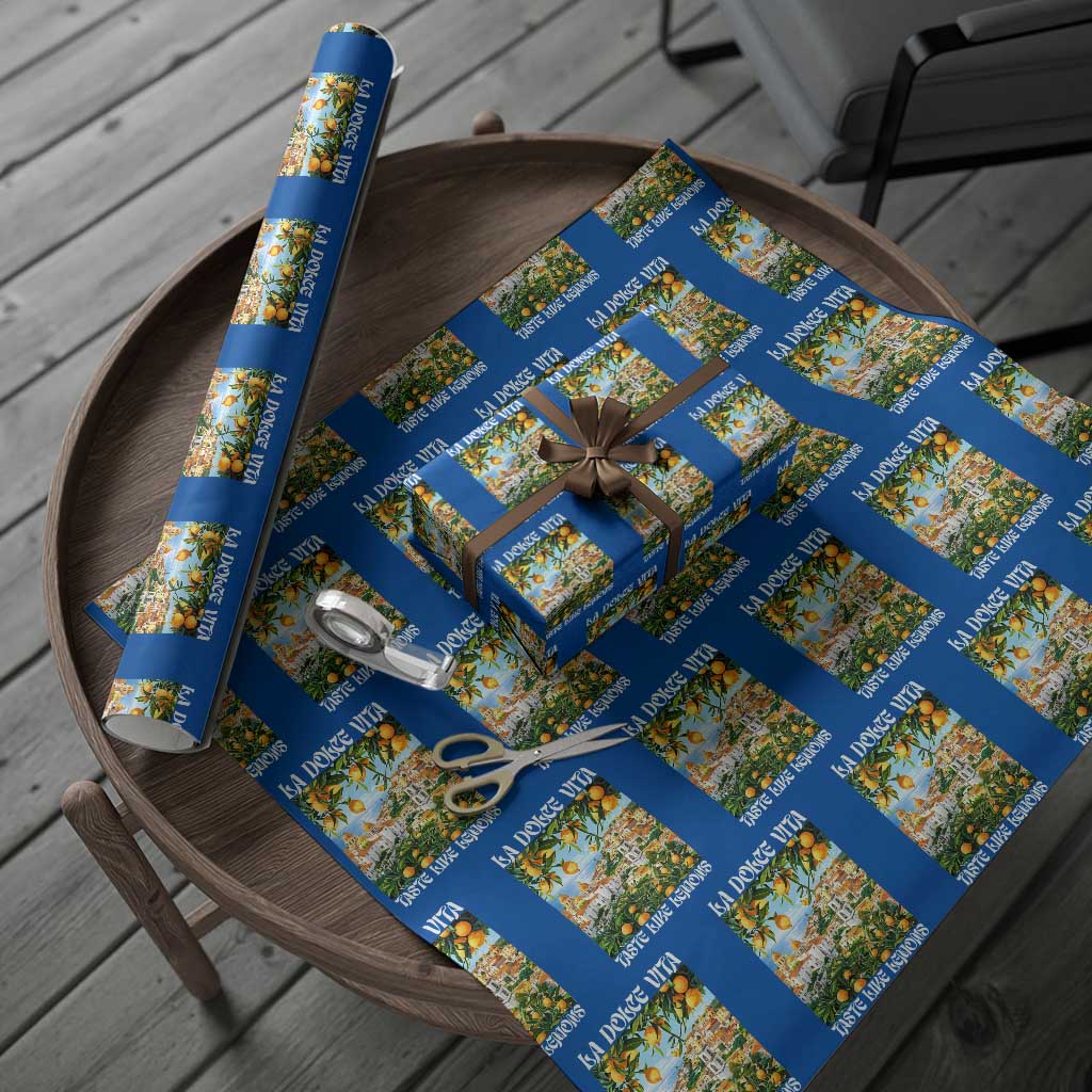 La Dolce Vita Taste Like Lemons Wrapping Paper Roll Retro Italian Village Citrus Summer Wanderlusters TS02 Blue Print Your Wear