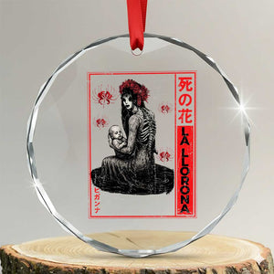 La Llorona Crystal Glass Ornament Folklore Japanese Spider Lily Soft Grunge Anime Aesthetic Flower TS10 Transparent Glass 3'' Circle Print Your Wear