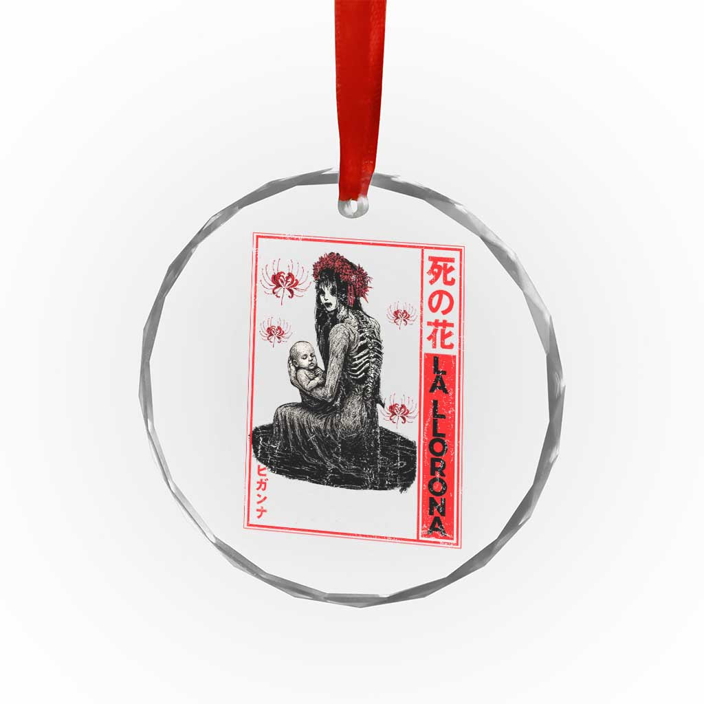 La Llorona Crystal Glass Ornament Folklore Japanese Spider Lily Soft Grunge Anime Aesthetic Flower TS10 Transparent Glass 3'' Circle Print Your Wear