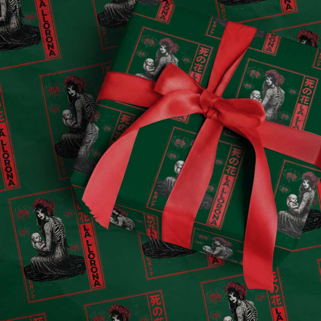 La Llorona Wrapping Paper Roll Folklore Japanese Spider Lily Soft Grunge Anime Aesthetic Flower TS10 Green Print Your Wear