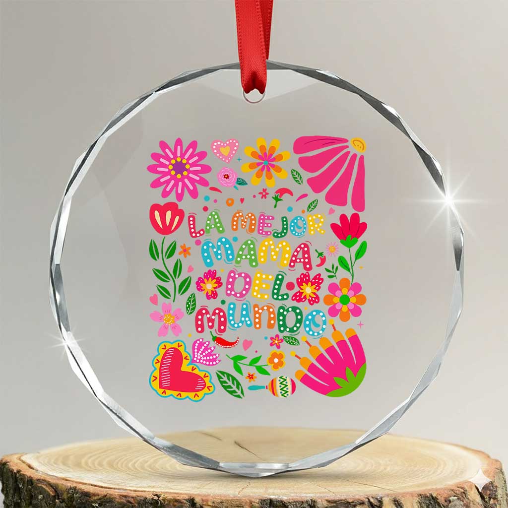 La Mejor Mama Del Mundo Crystal Glass Ornament Dia de las Madres Regalo Gift TS14 Transparent Glass 3'' Circle Print Your Wear