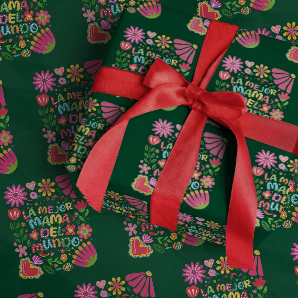 La Mejor Mama Del Mundo Wrapping Paper Roll Dia de las Madres Regalo Gift TS14 Green Print Your Wear