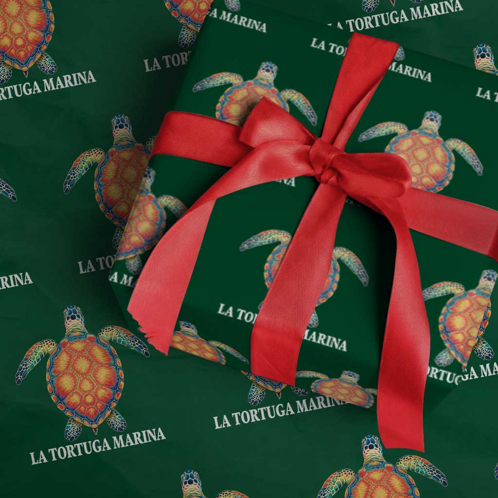 La Tortuga Marina Wrapping Paper Roll Sea Turtle Gulf Of Mexico Forever TS02 Green Print Your Wear