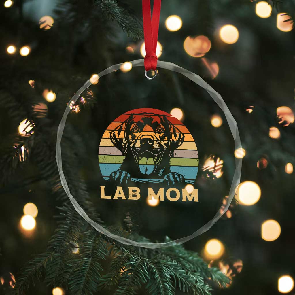 Lab Mom Crystal Glass Ornament Retro Sunset Dog Mom Gift TS12 Print Your Wear