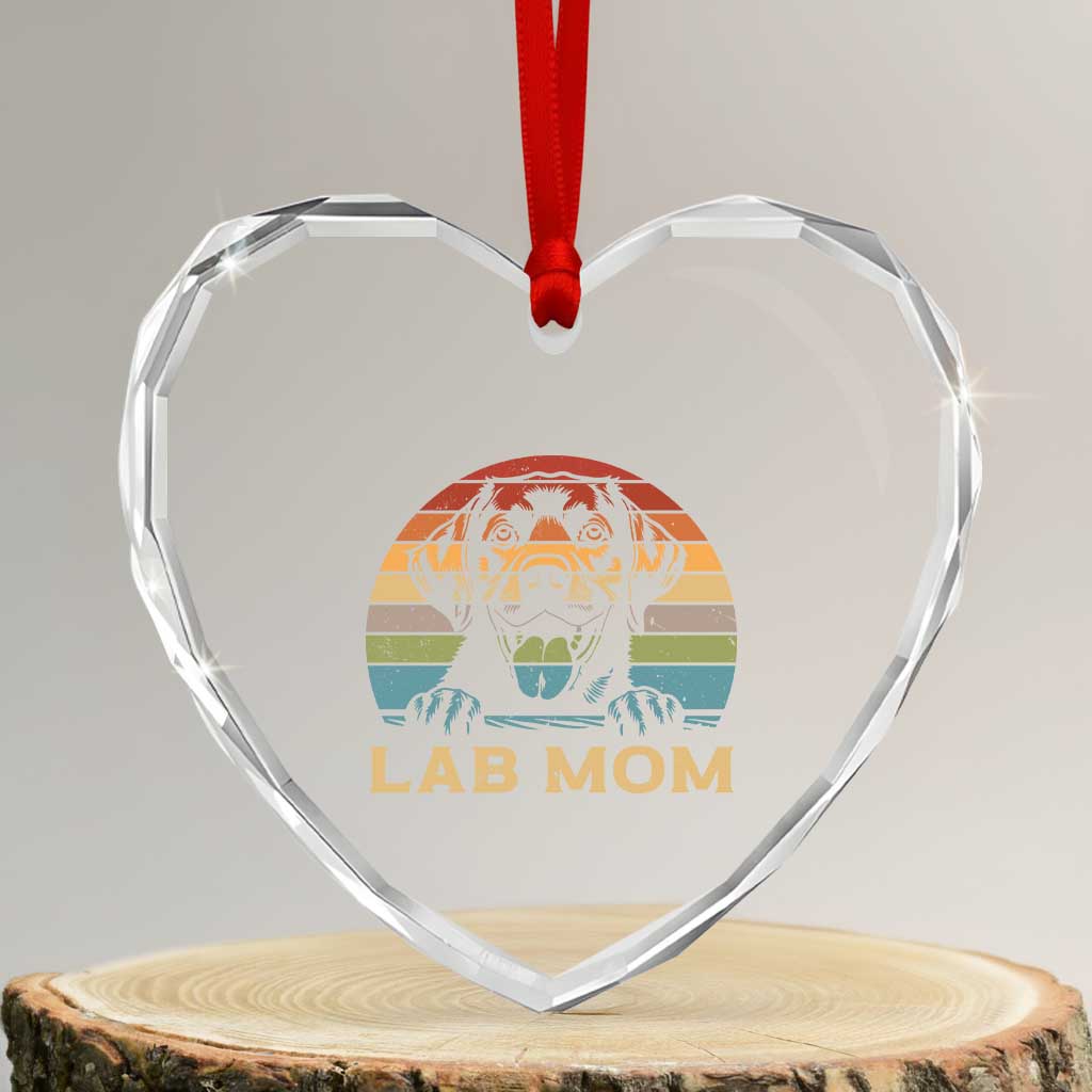 Lab Mom Heart Crystal Glass Ornament Retro Sunset Dog Mom Gift TS12 Transparent Glass 3'' Heart Print Your Wear