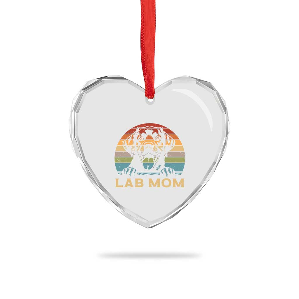 Lab Mom Heart Crystal Glass Ornament Retro Sunset Dog Mom Gift TS12 Print Your Wear