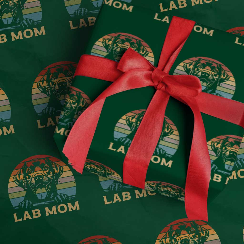 Lab Mom Wrapping Paper Roll Retro Sunset Dog Mom Gift TS12 Green Print Your Wear