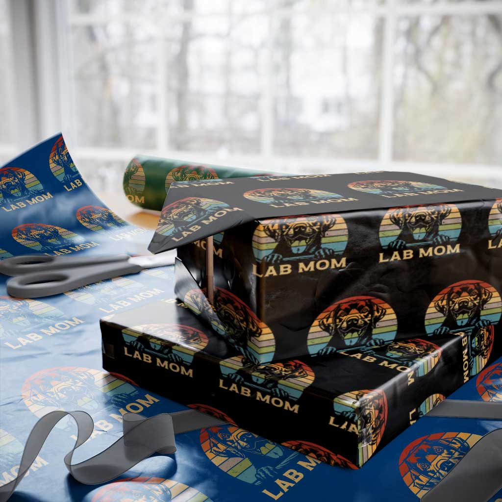 Lab Mom Wrapping Paper Roll Retro Sunset Dog Mom Gift TS12 Black Print Your Wear