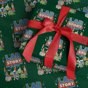 Lab Story Every Test Tells a Story Lab Week 2026 Wrapping Paper Roll Science Characters Lab Techs Medical Laboratory TS02 Green Print Your Wear