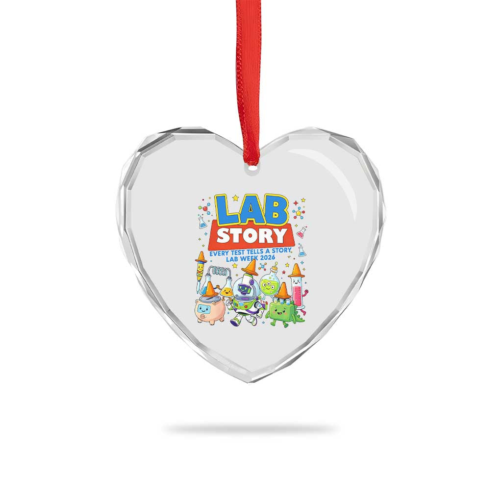Lab Story Every Test Tells a Story Lab Week 2026 Heart Crystal Glass Ornament Science Characters Lab Techs Medical Laboratory TS02 Print Your Wear