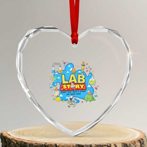 Lab Story Lab Week 2026 Celebration Heart Crystal Glass Ornament Every Test Tells a Story Medical Lab Tech Appreciation Gift TS02 Transparent Glass 3'' Heart Print Your Wear