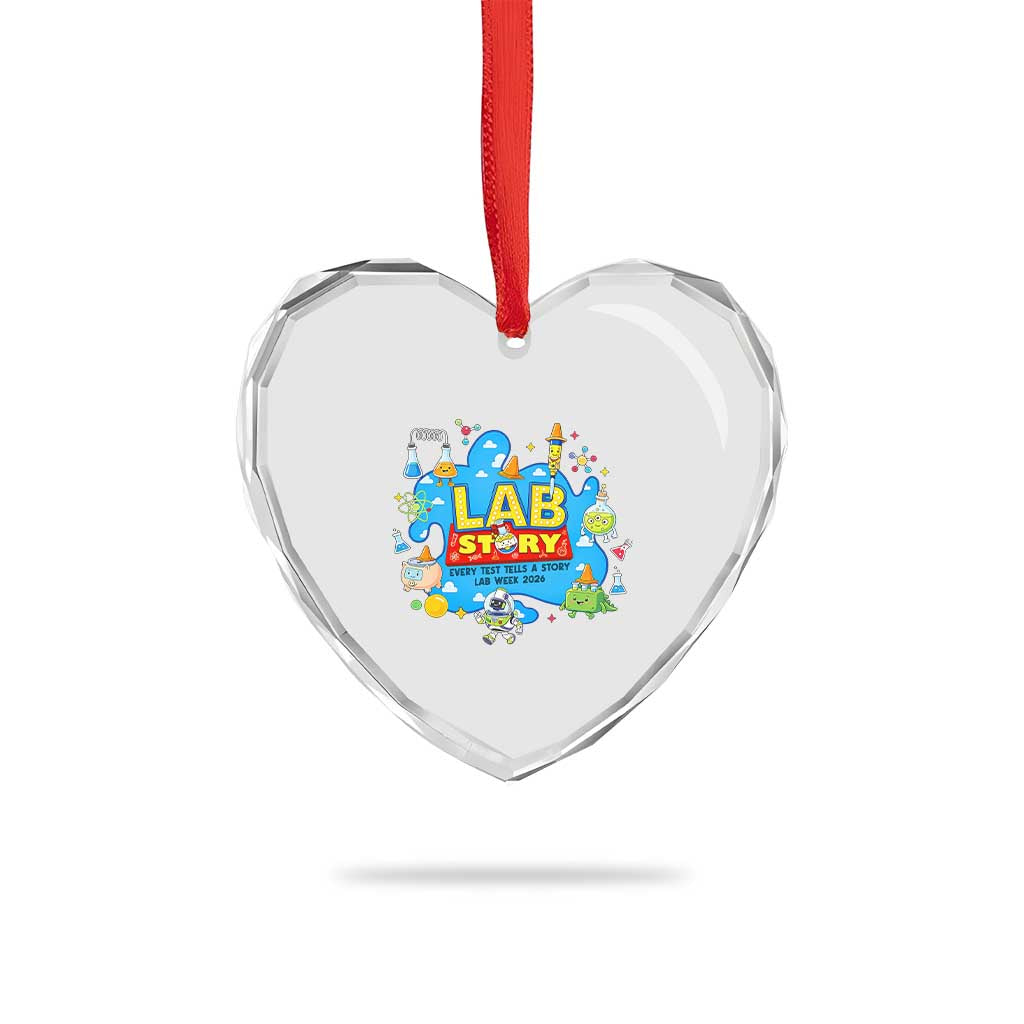Lab Story Lab Week 2026 Celebration Heart Crystal Glass Ornament Every Test Tells a Story Medical Lab Tech Appreciation Gift TS02 Print Your Wear
