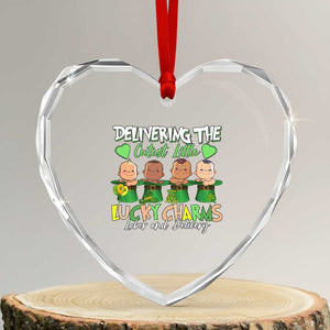 Labor and Delivery Nurse St Patrick's Day Heart Crystal Glass Ornament Delivering The Cutest Little Lucky Charms TS02 Transparent Glass 3'' Heart Print Your Wear