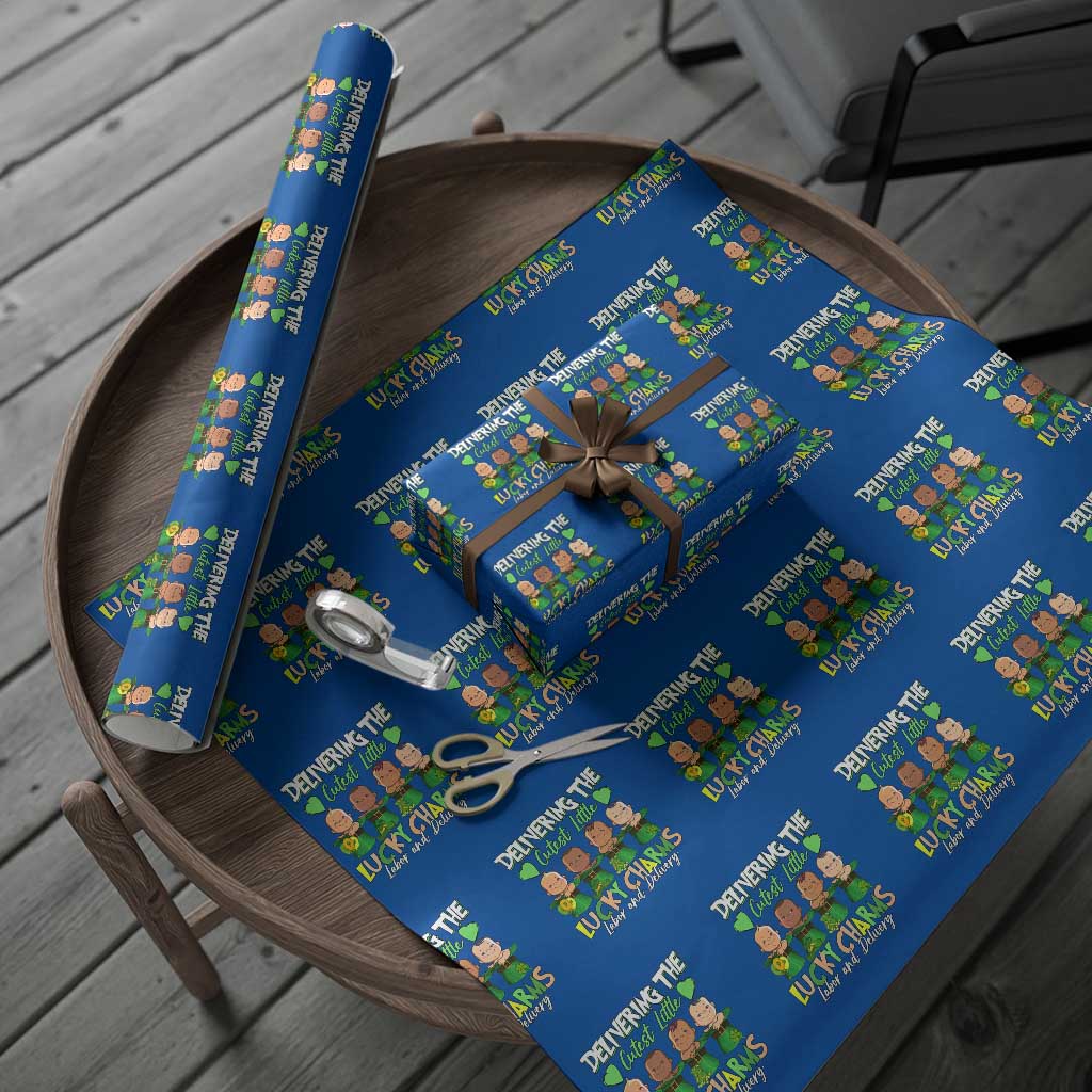 Labor and Delivery Nurse St Patrick's Day Wrapping Paper Roll Delivering The Cutest Little Lucky Charms TS02 Blue Print Your Wear