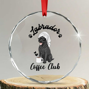 Labrador Coffee Club Crystal Glass Ornament Funny Dog Lover Gift TS12 Transparent Glass 3'' Circle Print Your Wear
