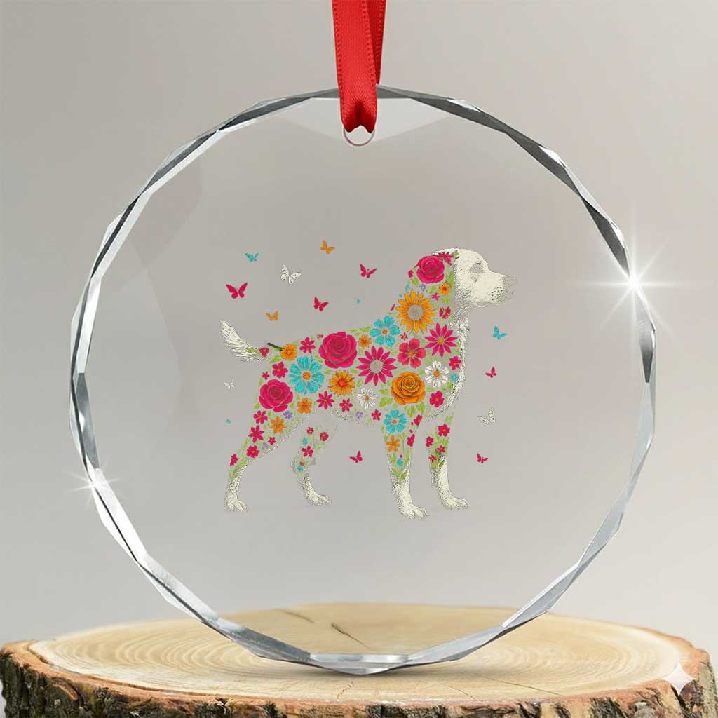 Labrador Dog Mom Crystal Glass Ornament Vintage Colorful Floral Flower Dog Lover TS10 Transparent Glass 3'' Circle Print Your Wear