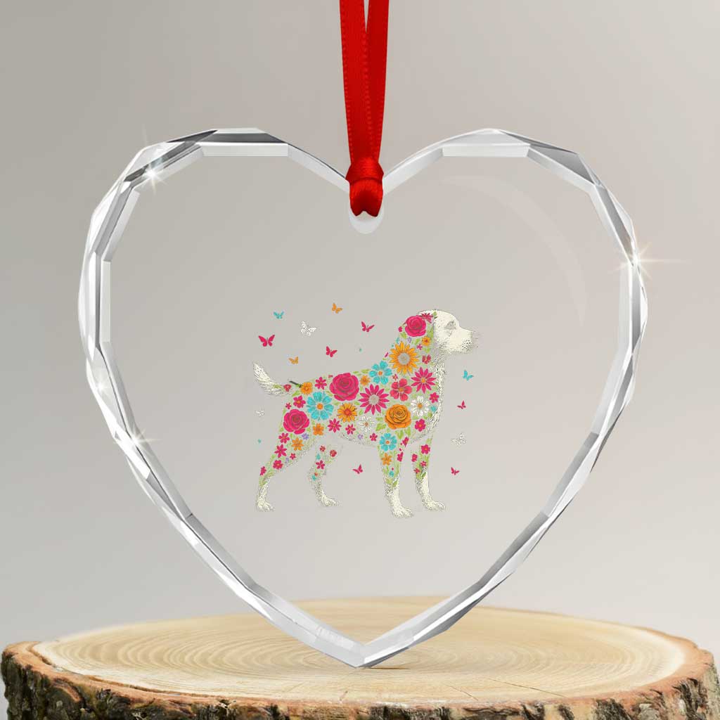 Labrador Dog Mom Heart Crystal Glass Ornament Vintage Colorful Floral Flower Dog Lover TS10 Transparent Glass 3'' Heart Print Your Wear