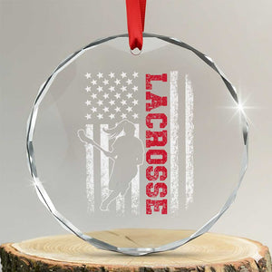 Lacrosse American Flag Lax Women 4th of July Crystal Glass Ornament TS11 Transparent Glass 3'' Circle Print Your Wear