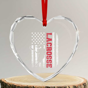 Lacrosse American Flag Lax Women 4th of July Heart Crystal Glass Ornament TS11 Transparent Glass 3'' Heart Print Your Wear