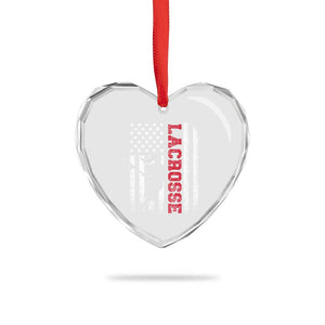 Lacrosse American Flag Lax Women 4th of July Heart Crystal Glass Ornament TS11 Print Your Wear