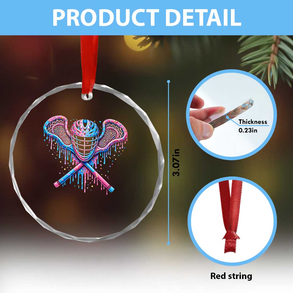 Lacrosse Drip Ice Cream Lax Helmet Sticks Sport Player Crystal Glass Ornament TS11 Print Your Wear
