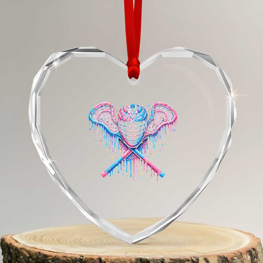 Lacrosse Drip Ice Cream Lax Helmet Sticks Sport Player Heart Crystal Glass Ornament TS11 Transparent Glass 3'' Heart Print Your Wear