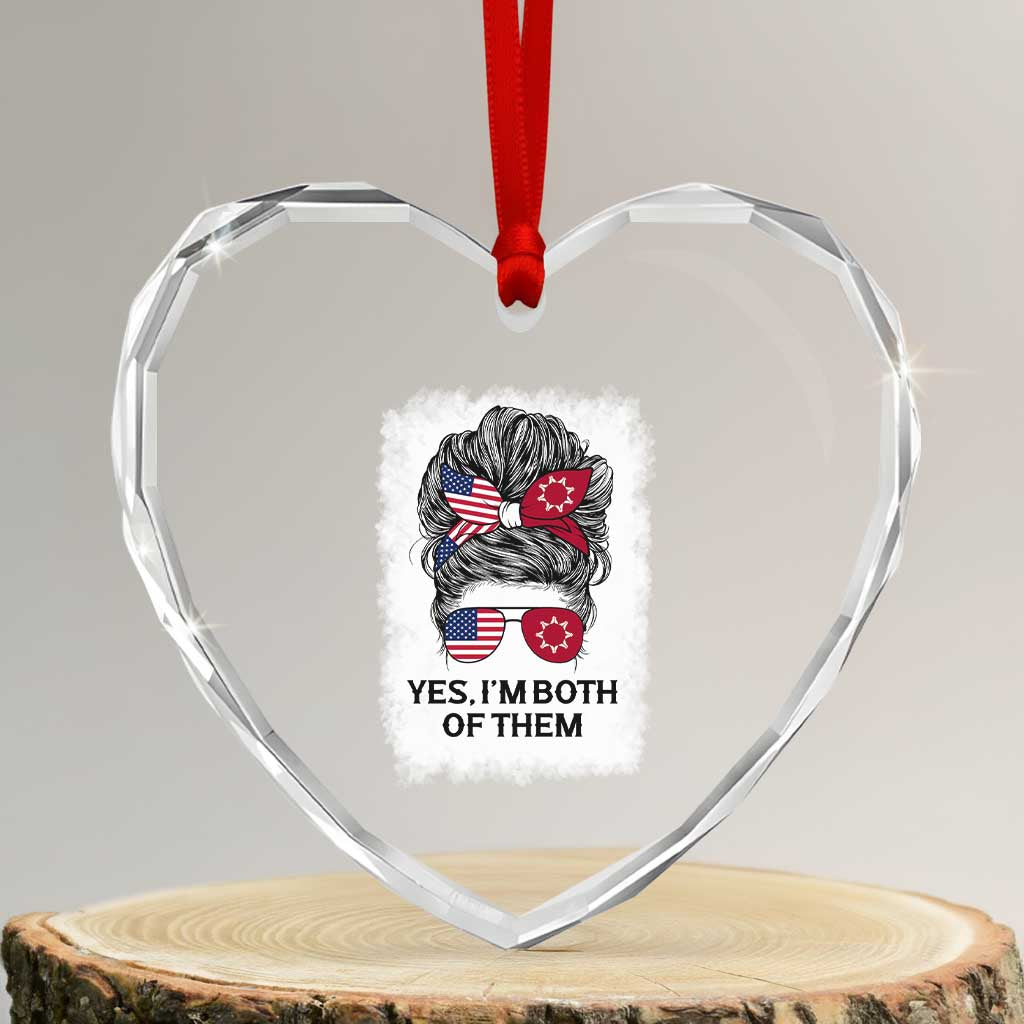 Lakota And American Pride Heart Crystal Glass Ornament Im Both Of Them Oglala Native Heritage