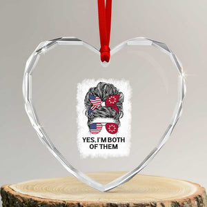 Lakota And American Pride Heart Crystal Glass Ornament Im Both Of Them Oglala Native Heritage