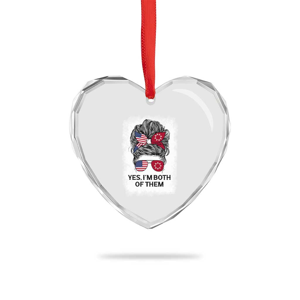 Lakota And American Pride Heart Crystal Glass Ornament Im Both Of Them Oglala Native Heritage