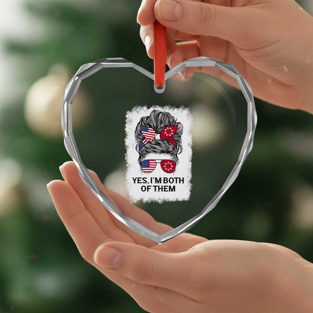 Lakota And American Pride Heart Crystal Glass Ornament Im Both Of Them Oglala Native Heritage