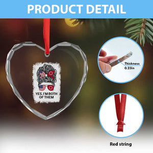 Lakota And American Pride Heart Crystal Glass Ornament Im Both Of Them Oglala Native Heritage
