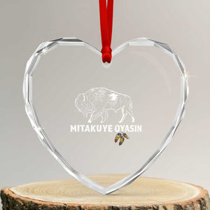 Lakota Tribe Teton Sioux Nation Native American Pride Heart Crystal Glass Ornament