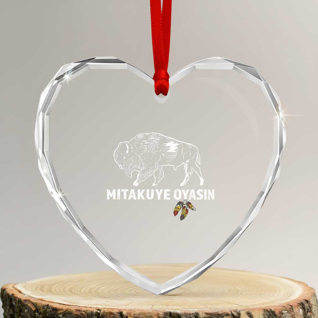 Lakota Tribe Teton Sioux Nation Native American Pride Heart Crystal Glass Ornament TS14 Transparent Glass 3'' Heart Print Your Wear
