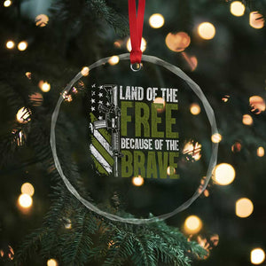 Land of the Free Because of the Brave Crystal Glass Ornament Gun American Flag TS10 Print Your Wear