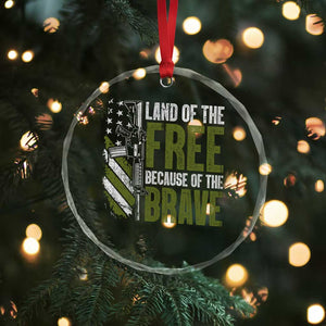 Land of the Free Because of the Brave Crystal Glass Ornament Gun American Flag TS10 Print Your Wear