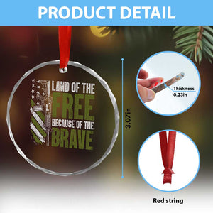 Land of the Free Because of the Brave Crystal Glass Ornament Gun American Flag TS10 Print Your Wear