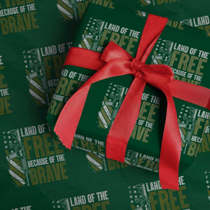 Land of the Free Because of the Brave Wrapping Paper Roll Gun American Flag TS10 Green Print Your Wear
