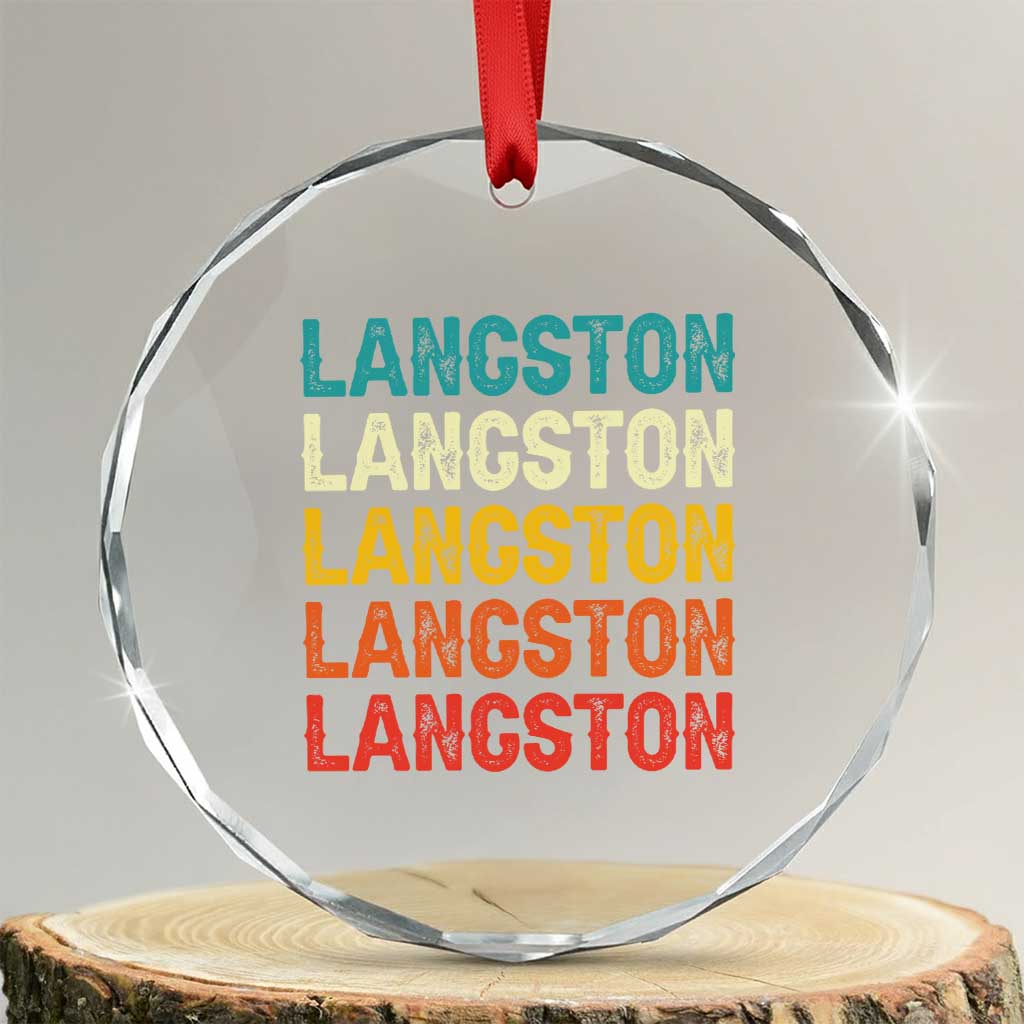 Langston Crystal Glass Ornament Oklahoma Retro Vintage City TS10 Transparent Glass 3'' Circle Print Your Wear