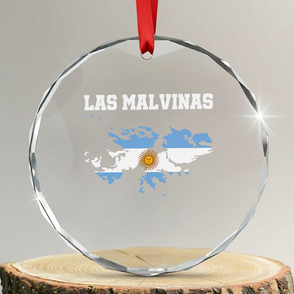 Las Malvinas Island Map Flag Graphic Crystal Glass Ornament Patriotic Sovereignty Argentine Heritage Sun of May Pride TS02 Transparent Glass 3'' Circle Print Your Wear