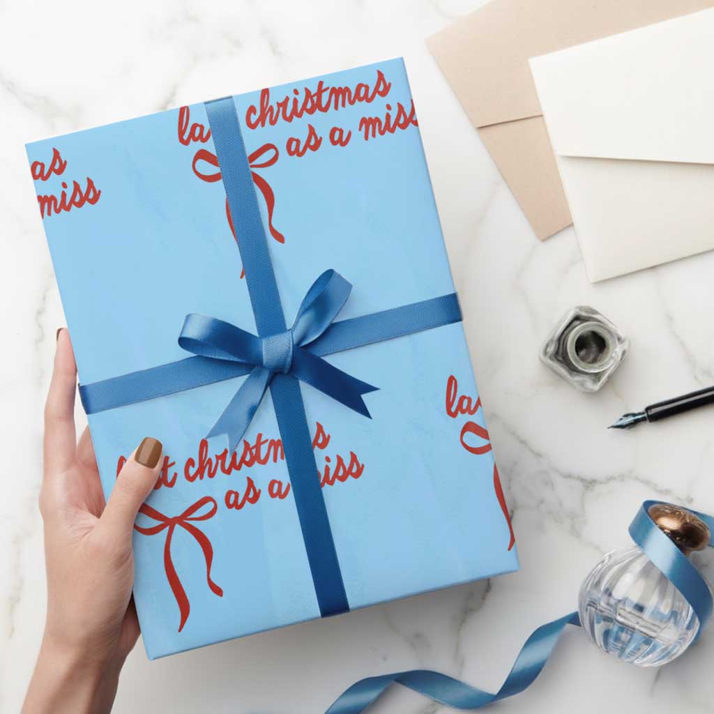 Last Christmas As A Miss Wrapping Paper Roll Bride To Be Future Mrs Xmas Engaged Gift TS10 Light Blue Print Your Wear