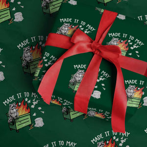 Last Day of School Wrapping Paper Roll Funny Raccoon Dumpster Fire Made It To May Teacher TS10 Green Print Your Wear