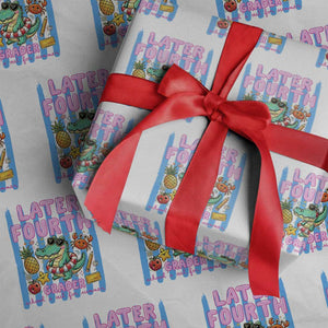 Later Fourth Grader School's Out For Summer Wrapping Paper Roll Last Day Of School Later Gator Alligator TS14 White Print Your Wear