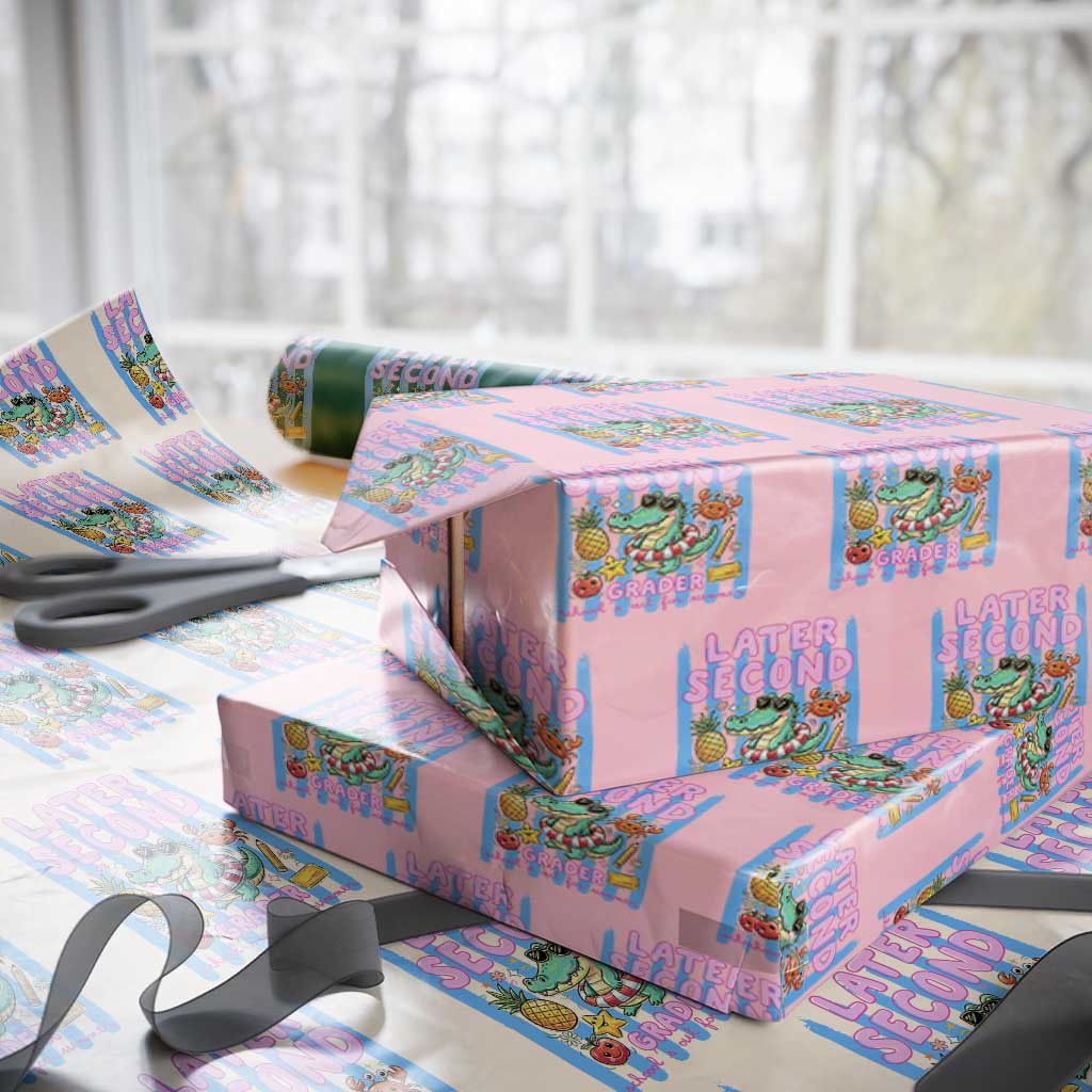 Later Second Grader School's Out For Summer Wrapping Paper Roll Last Day Of School Later Gator Alligator TS14 Light Pink Print Your Wear