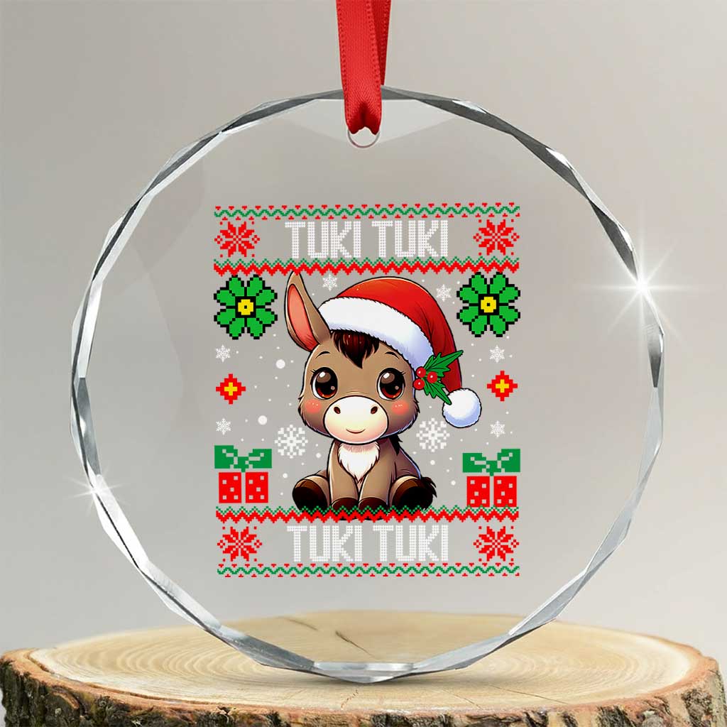 Latin American Xmas Crystal Glass Ornament Mi Burrito Mexican Donkey Latino Ugly Christmas TS02 Transparent Glass 3'' Circle Print Your Wear