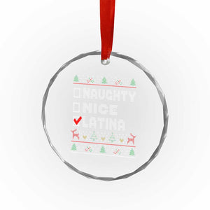 Latin American Xmas Crystal Glass Ornament Naughty Nice Latina Funny Xmas List Hispanic Ugly Sweater TS02 Print Your Wear