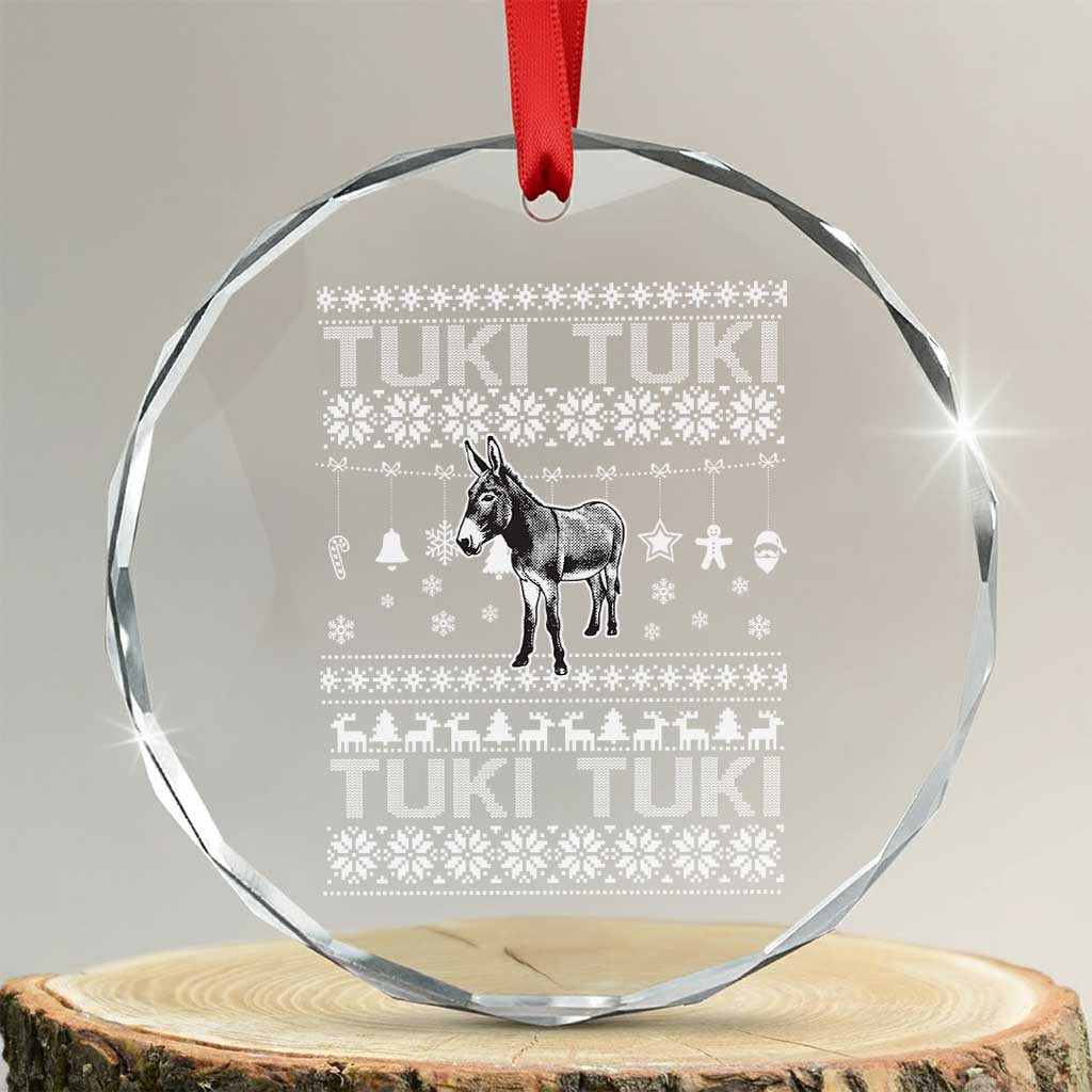 Latin American Xmas Crystal Glass Ornament Tuki Tuki Mi Burrito Latino Ugly Christmas TS02 Transparent Glass 3'' Circle Print Your Wear