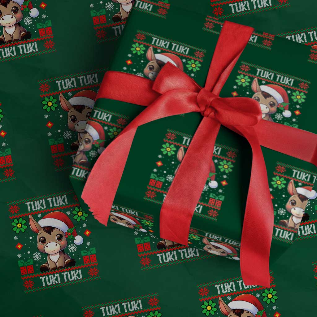 Latin American Xmas Wrapping Paper Roll Mi Burrito Mexican Donkey Latino Ugly Christmas TS02 Green Print Your Wear